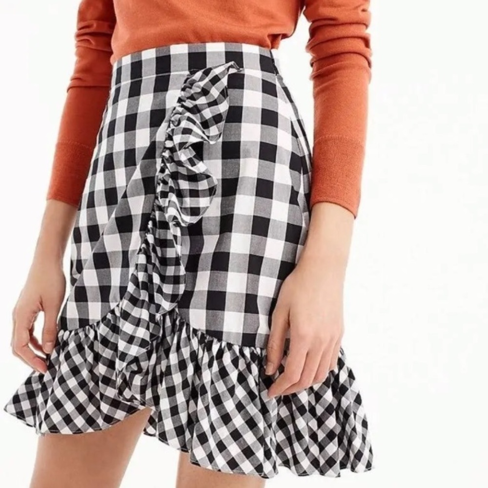 NWOT Jcrew black & white gingham miniskirt Sz 4